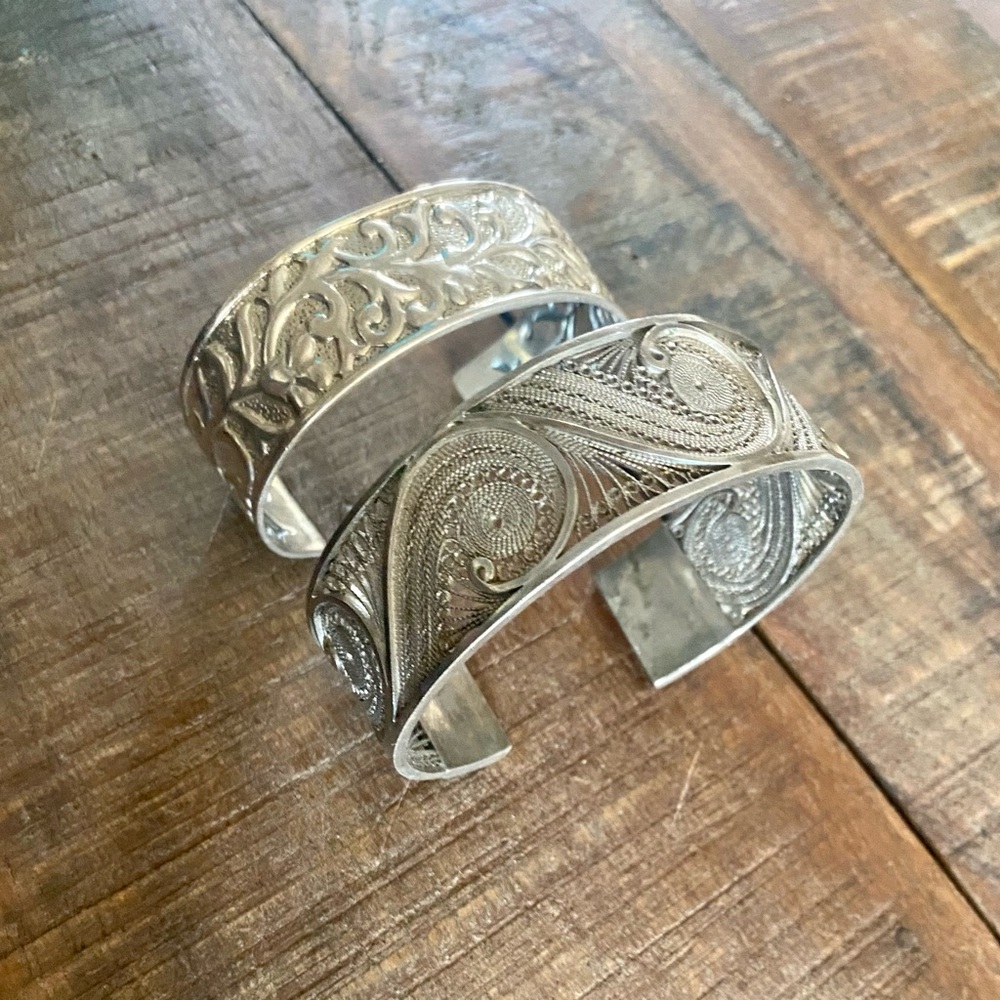 Two Sterling Silver Cuff Bracelets - image 2